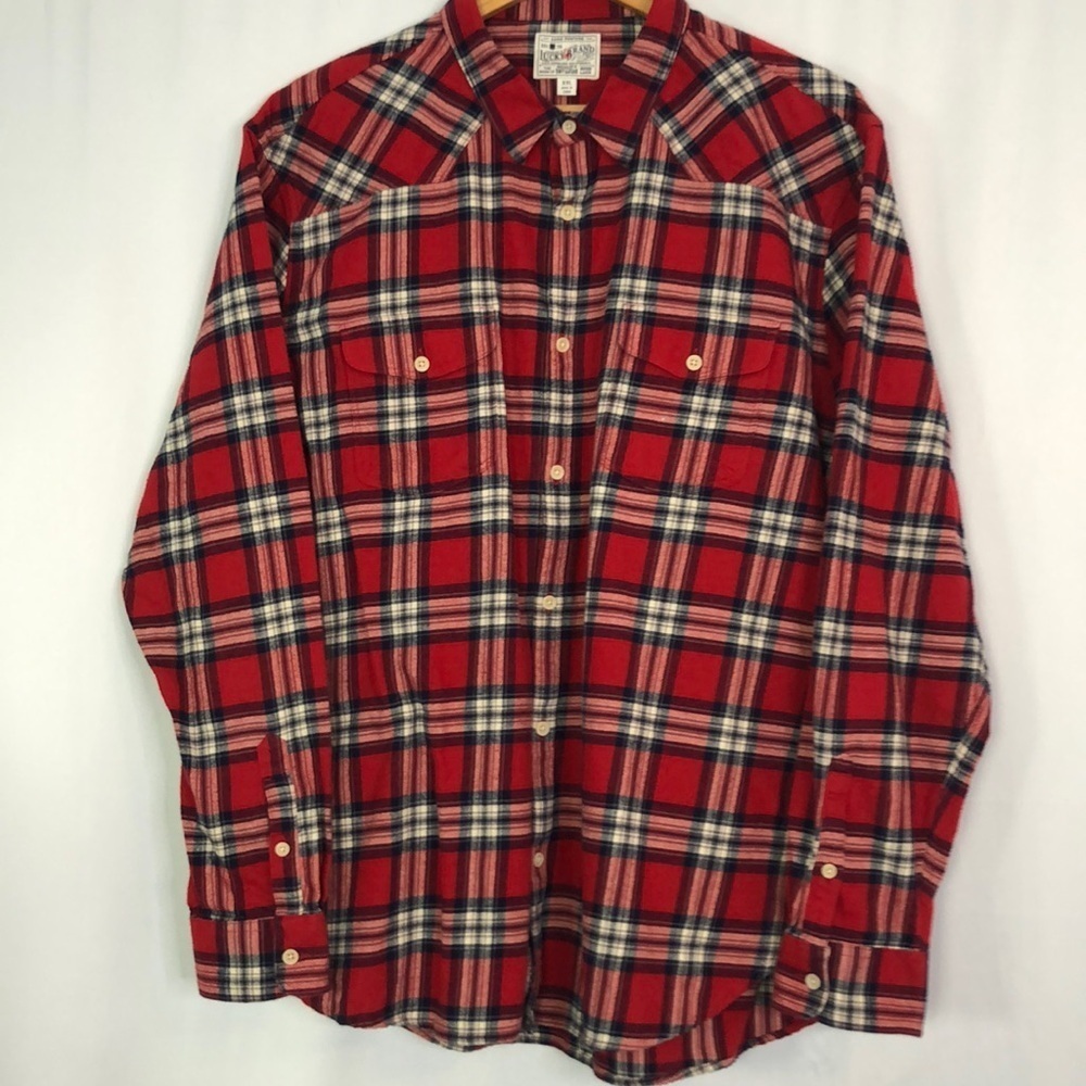 Lucky Brand Mens Red Plaid Flannel Button Up Outdoor Western Size XXL